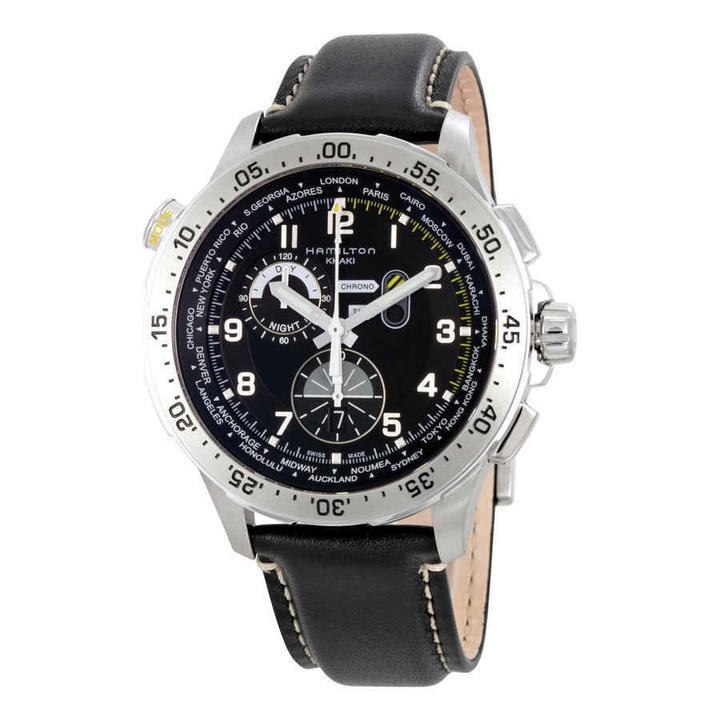 Photo: Hamilton Worldtimer Chronograph Black Dial Mens Watch H76714735