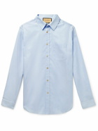 GUCCI - Logo-Embroidered Cotton Oxford Shirt - Blue