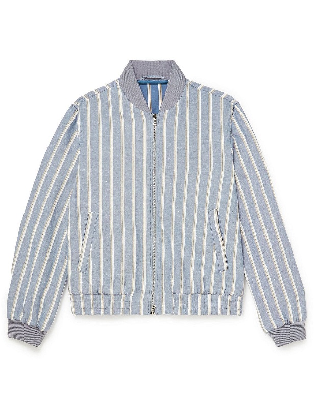 Photo: Mr P. - Striped Cotton and Linen-Blend Bomber Jacket - Blue