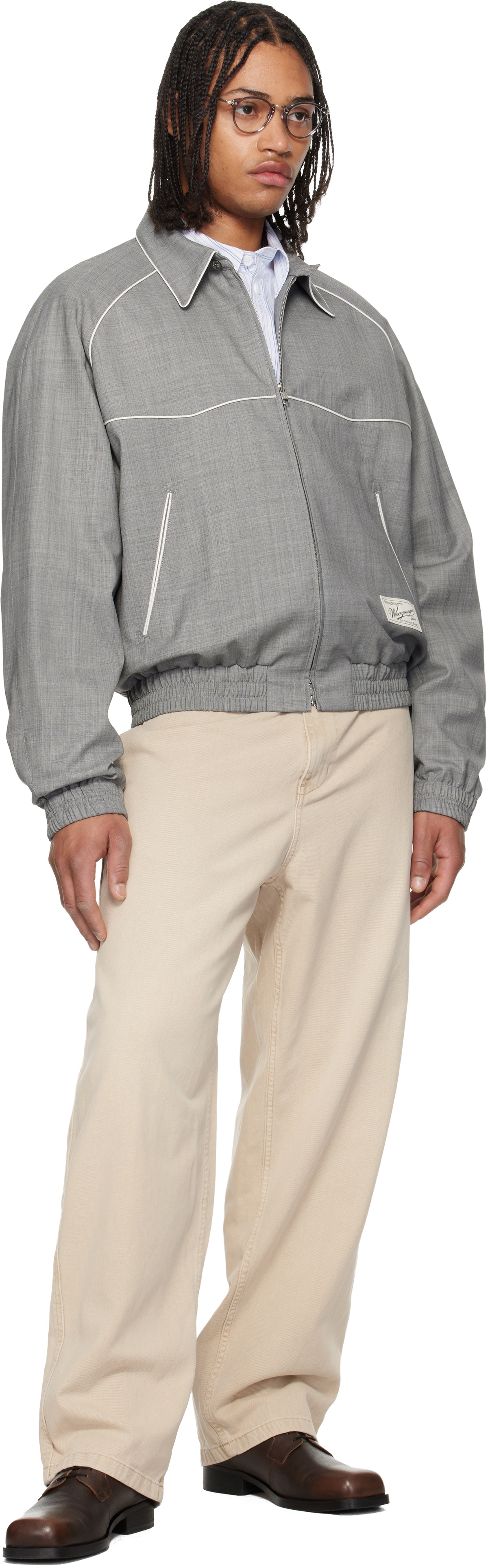 WOOYOUNGMI Gray Wool Poly Banding Jacket