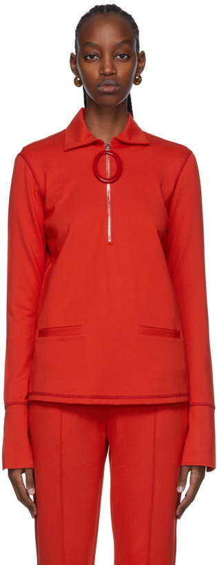 Photo: JW Anderson Red Viscose Zip-Up Sweater