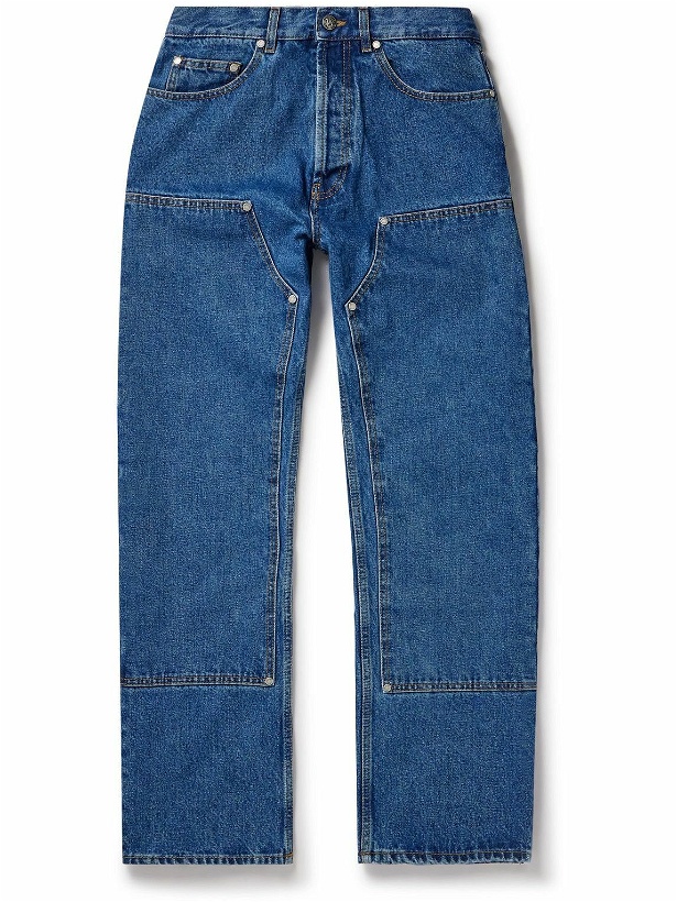 Photo: Palm Angels - Embossed Straight-Leg Panelled Jeans - Blue