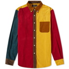 Beams Plus Men's Button Corduroy Panel Shirt in Golden Brown