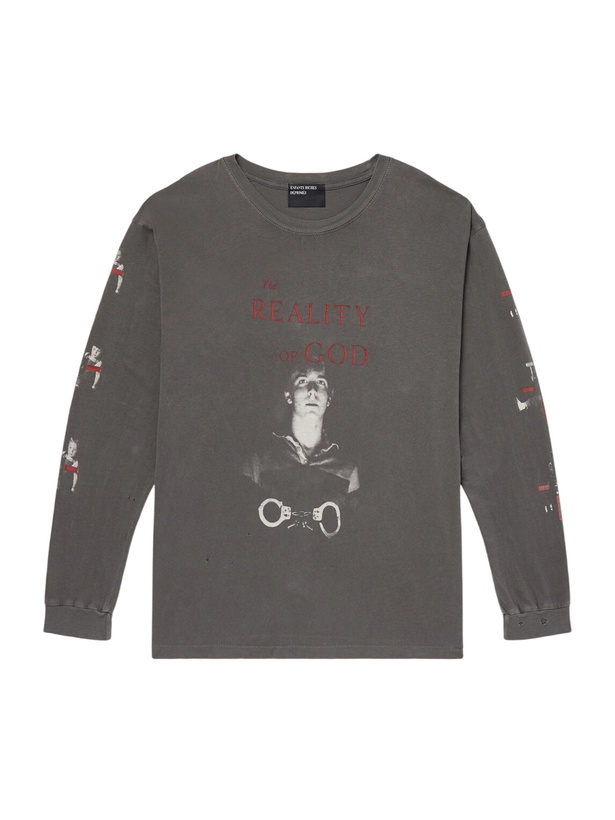 Photo: Enfants Riches Déprimés - The Reality Of God Printed Cotton-Jersey T-Shirt - Gray