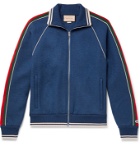 GUCCI - Logo-Appliquéd Striped Cashmere-Blend Track Jacket - Blue