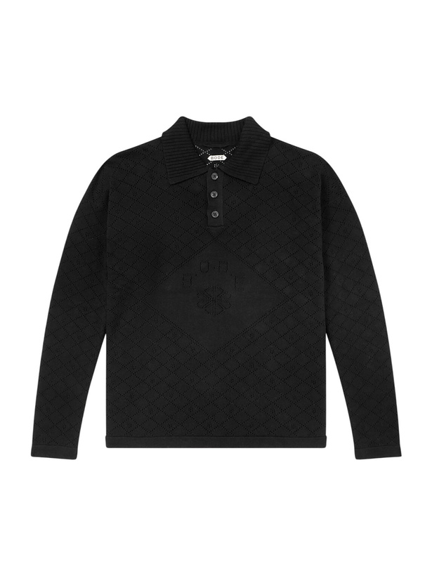Photo: BODE - Anisette Pointelle-Knit Cotton Polo Shirt - Black