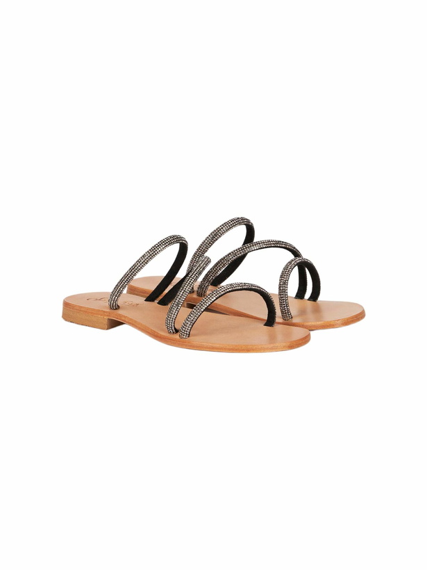 Photo: MC2 Saint Barth Flat Sandals Cora With Black Rhinestones