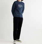 A.P.C. - Rufus Logo-Embroidered Loopback Cotton-Jersey Sweatshirt - Blue