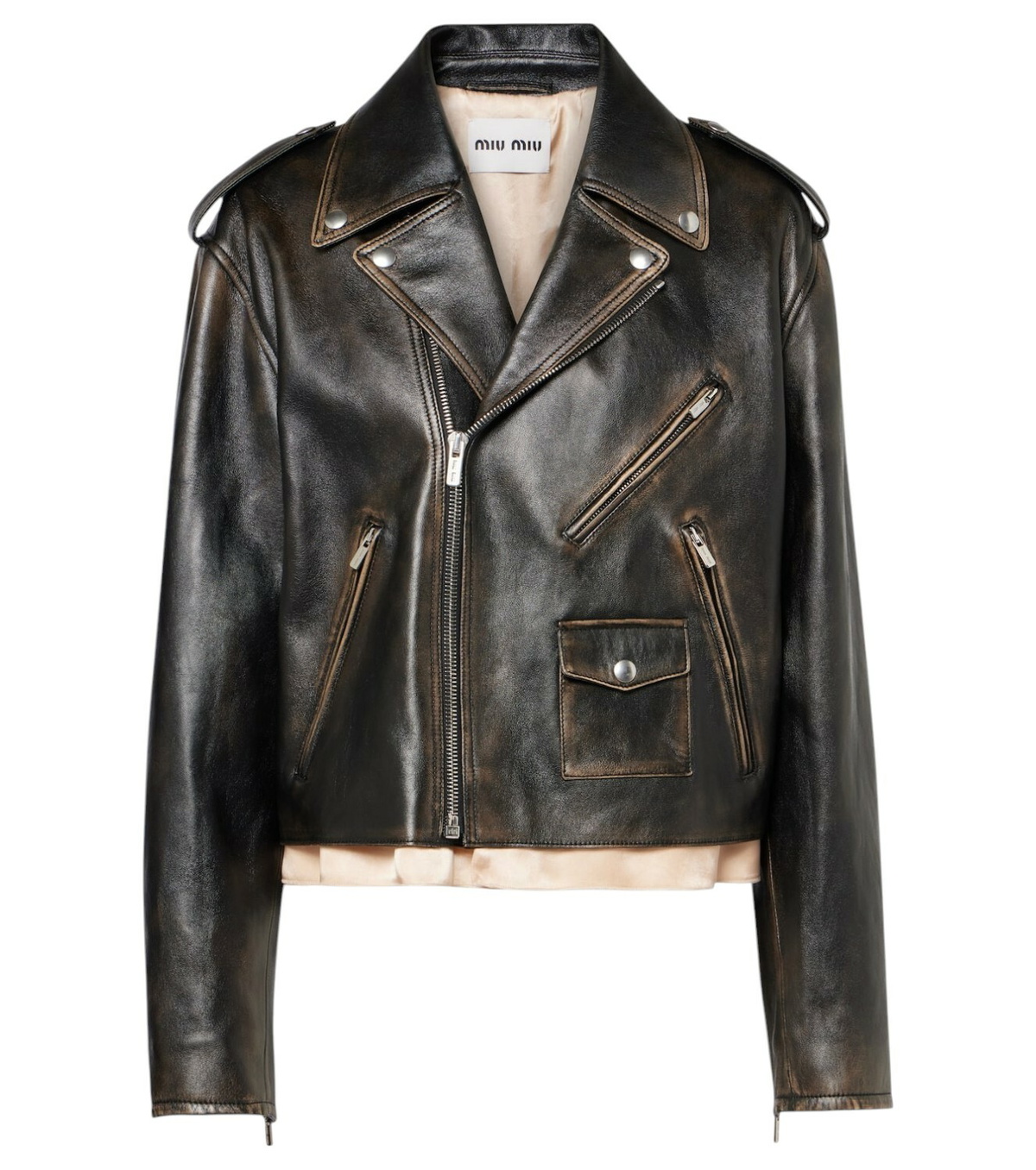 Miu Miu Logo leather jacket Miu Miu