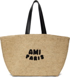 AMI Paris Beige Leather Rafia Ami Paris Tote
