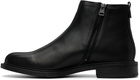 Hugo Black Leather Logo Trim Boots