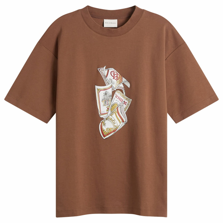 Photo: Drôle de Monsieur Men's Rum Labels T-Shirt in Brown