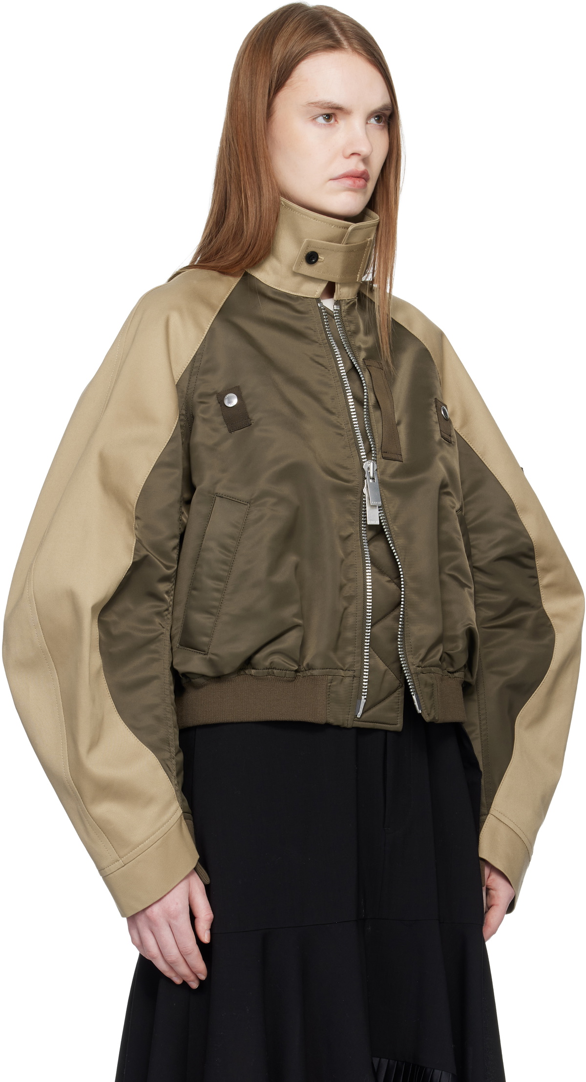 sacai Khaki & Beige Chino Twill Bomber Jacket