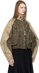 sacai Khaki & Beige Chino Twill Bomber Jacket