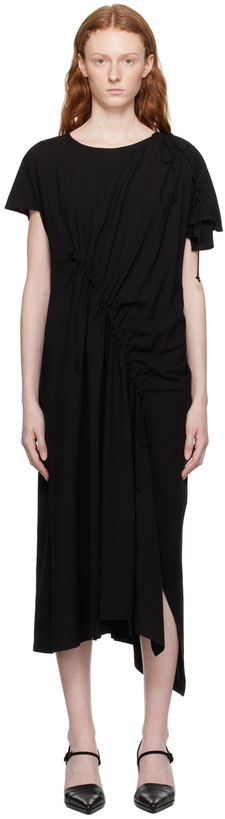 Photo: Y's Black Shirring Midi Dress