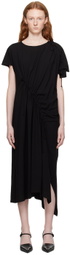 Y's Black Shirring Midi Dress