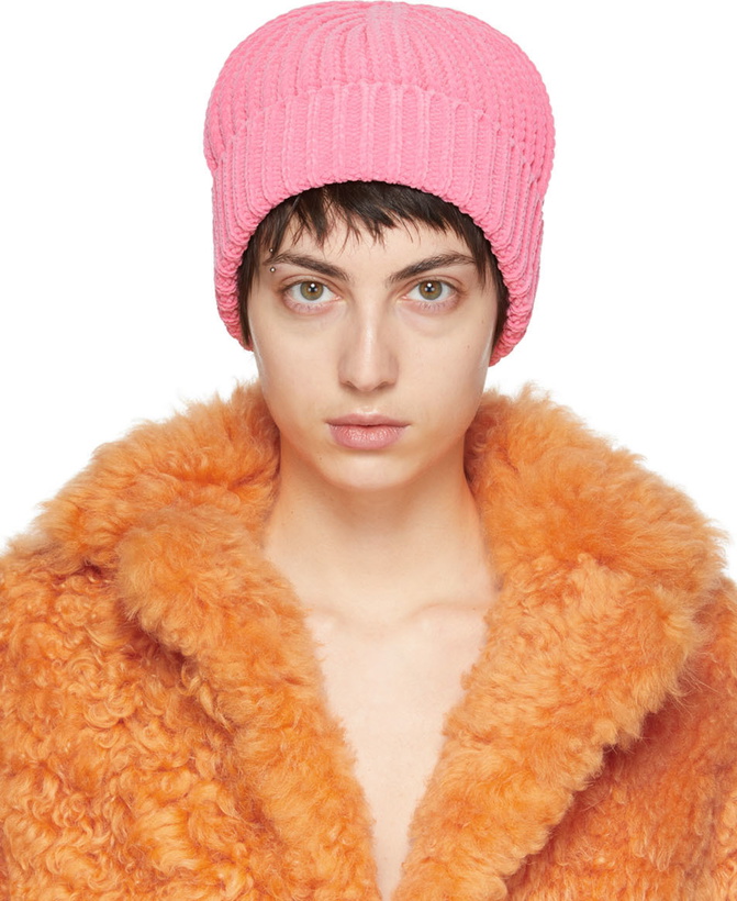 Photo: Bottega Veneta Pink Heavyweight Chenille Beanie