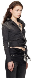 Y/Project Black Wrap Fitted Denim Jacket