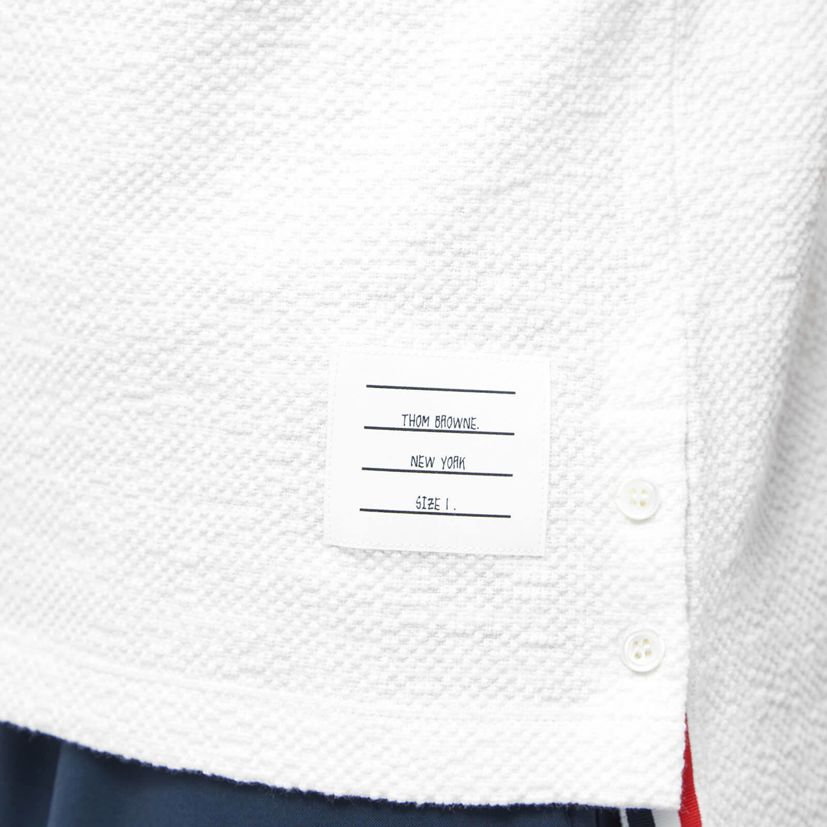 Thom Browne Men's Short Sleeve Button Down Stripe Shirt in White Thom Browne