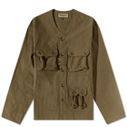 Uniform Bridge Men's Multi Pocket Cardigan in Olive