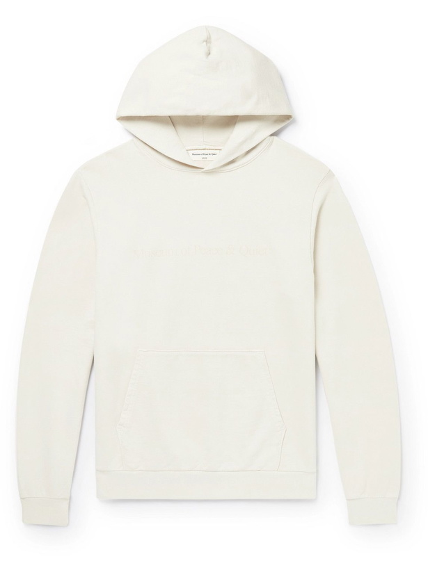 Photo: Museum Of Peace & Quiet - Logo-Print Cotton-Jersey Hoodie - Neutrals