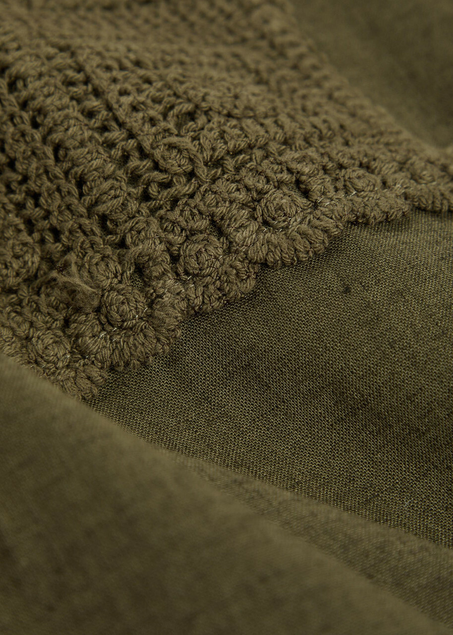 Che Inigo Crochet-trim Cotton and Linen-blend Shirt Dark Green