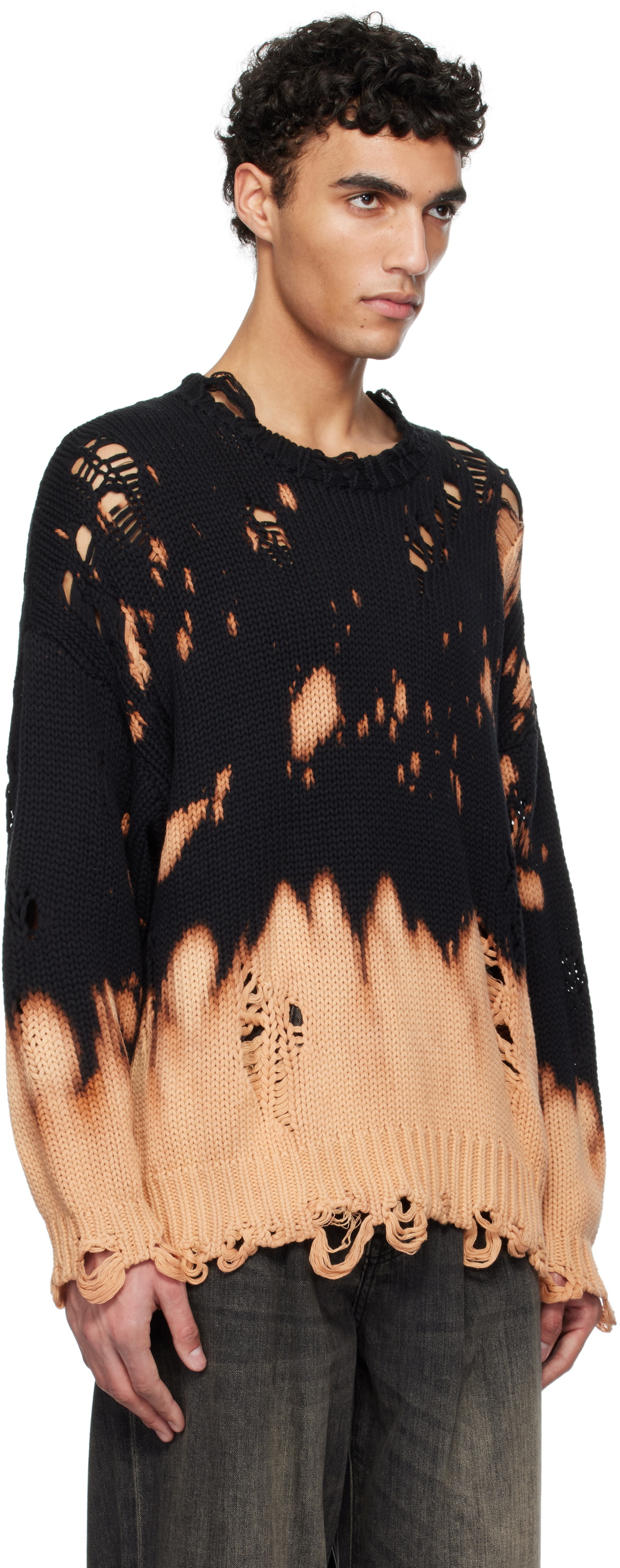 R13 Black Bleached Oversized Sweater