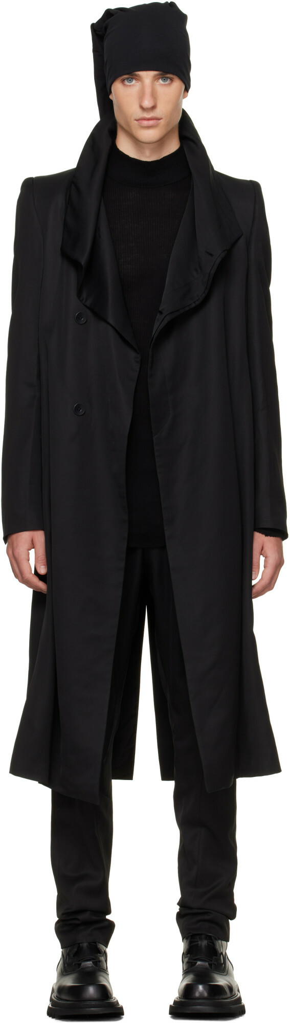 Julius Black Covered Neck Coat