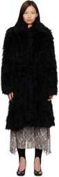 Acne Studios Black Belted Faux-Fur Coat
