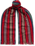 MISSONI - Fringed Striped Crochet-Knit Cotton Scarf - Red