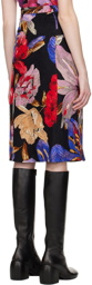 Dries Van Noten Black Floral Midi Skirt