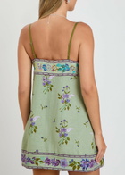 Free People Bali Floral-embroidered Woven Mini Dress Light Green