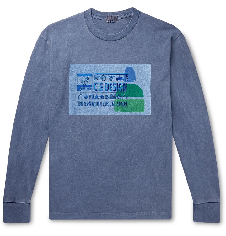 Photo: Cav Empt - Embroidered Printed Cotton-Jersey T-Shirt - Blue