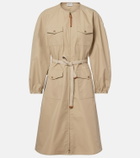 Moncler Belted cotton-blend poplin midi dress