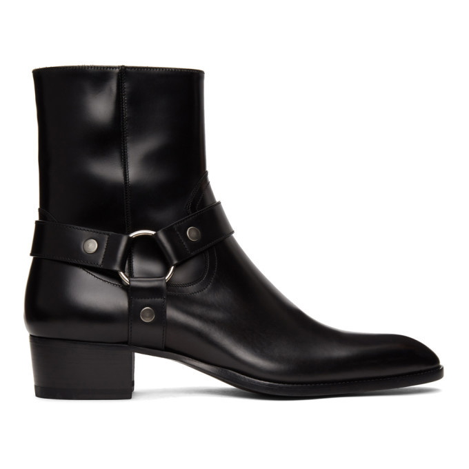 Photo: Saint Laurent Black Wyatt Harness Boots