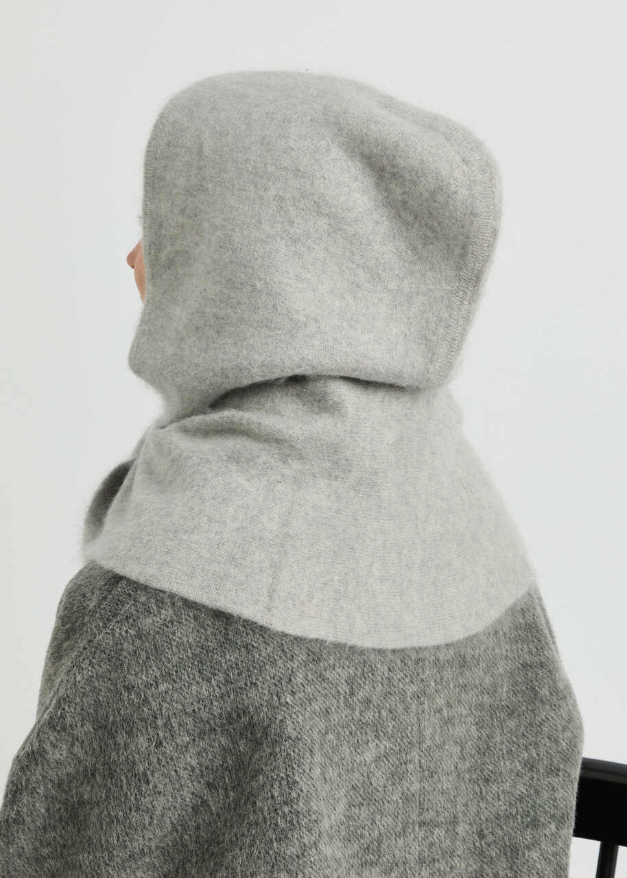 Lisa Yang Rina Brushed Cashmere Hood - Grey - One Size