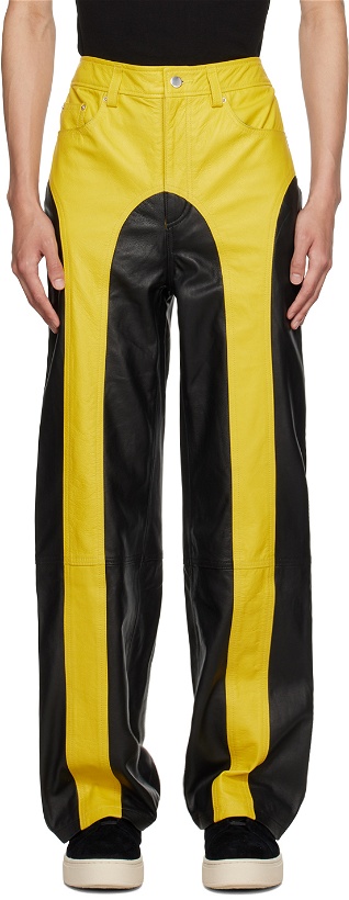 Photo: Theophilio Black & Yellow Stripe Leather Pants