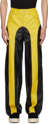 Theophilio Black & Yellow Stripe Leather Pants