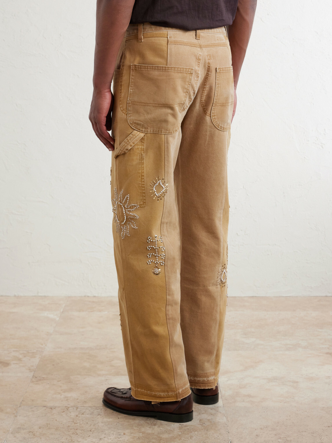 Kartik Research - Zardozi Straight-Leg Embellished Paneled Cotton-Canvas Trousers - Neutrals