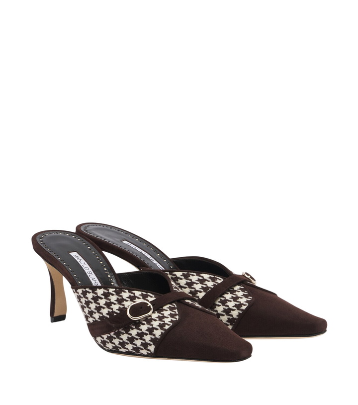 Photo: Manolo Blahnik Mircamu houndstooth and suede mules