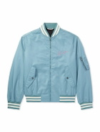 Valentino Garavani - Logo-Embroidered Striped Shell Bomber Jacket - Blue