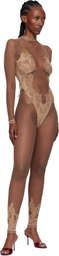 Poster Girl Beige Leaves Fishnet Capri Jumpsuit