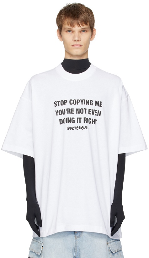 Photo: VETEMENTS White 'Stop Copying Me' T-Shirt