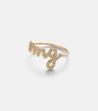 Sydney Evan Omg Script 14kt gold ring with diamonds