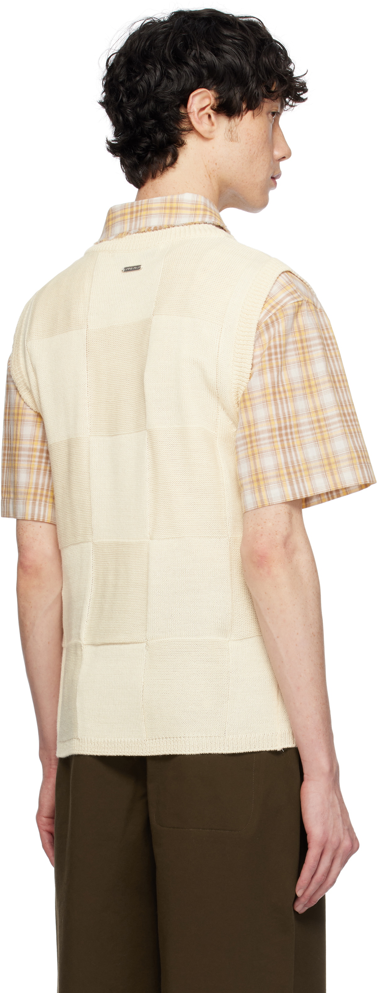 AFTER PRAY Off-White Damier Knit Vest