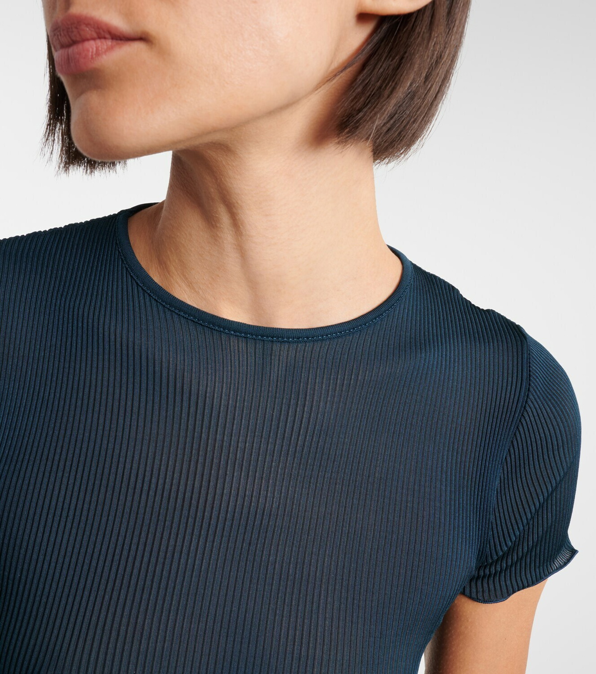 Saint Laurent Lace-trimmed cropped silk T-shirt