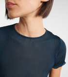 Saint Laurent Lace-trimmed cropped silk T-shirt