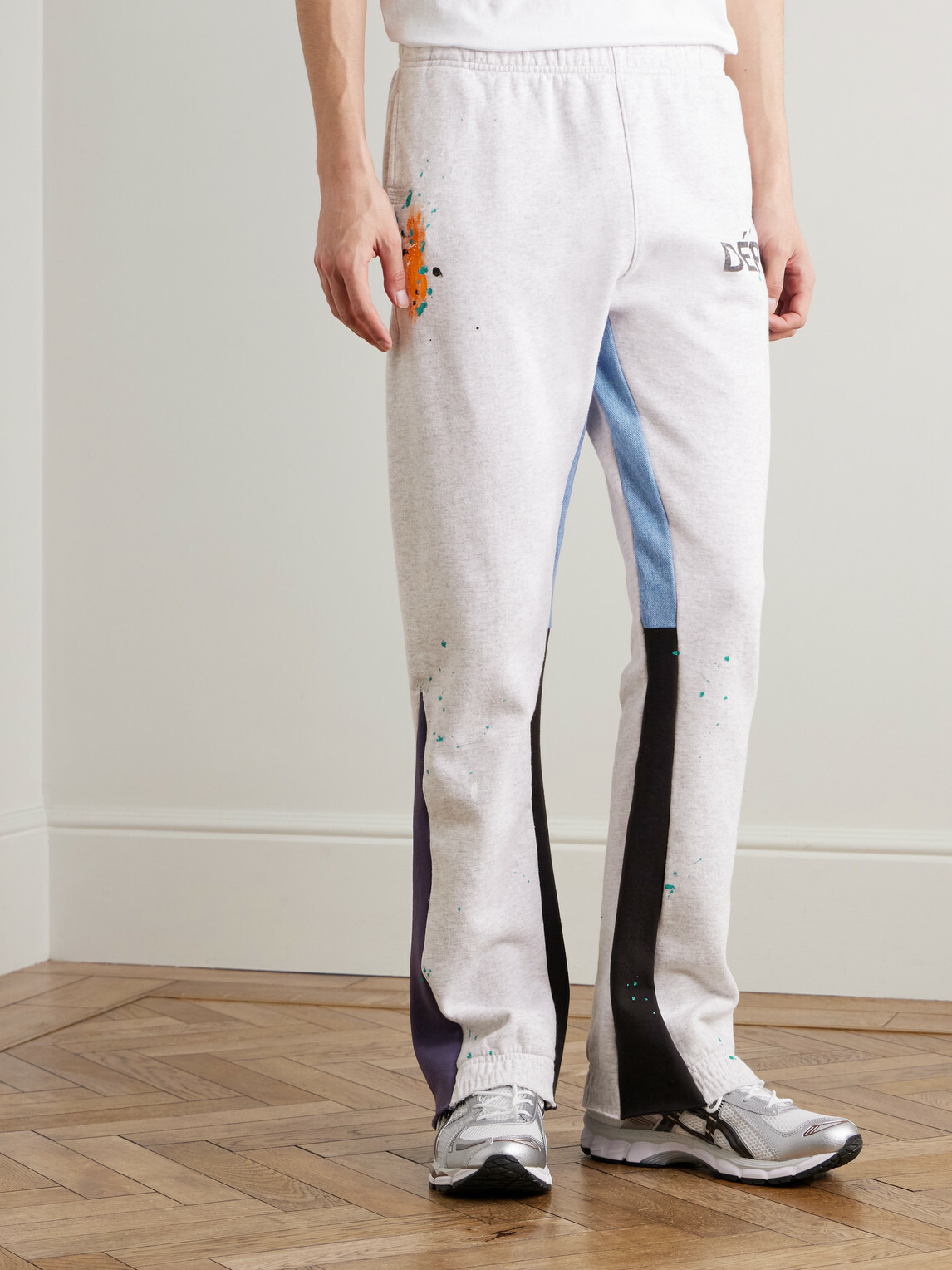 Gallery Dept. - Logo-Print Paint-Splattered Cotton-Jersey Sweatpants - Gray