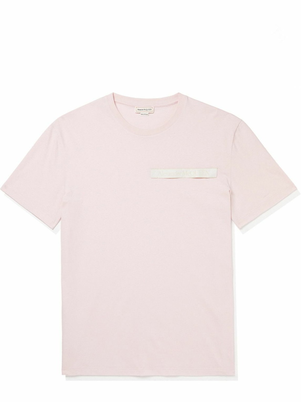 Photo: Alexander McQueen - Webbing-Trimmed Cotton-Jersey T-Shirt - Pink