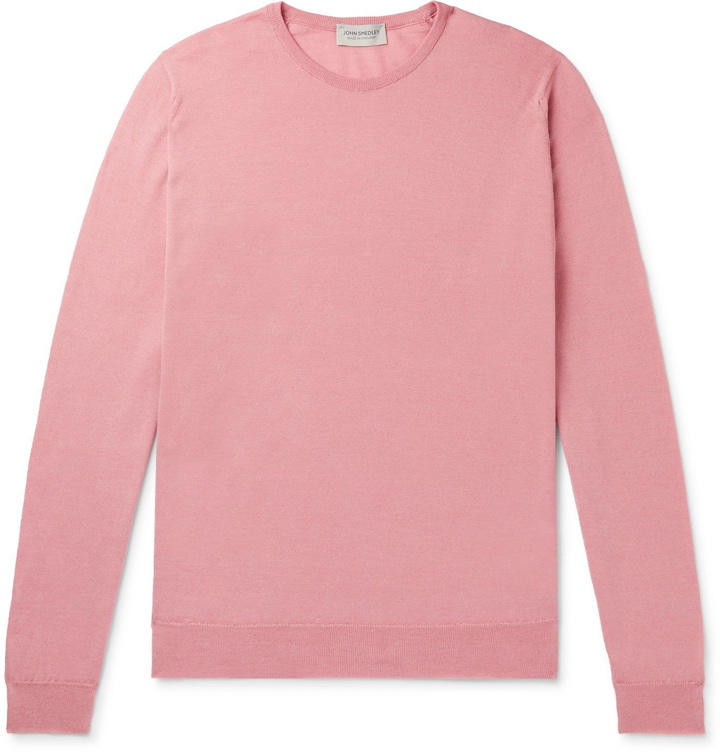 Photo: John Smedley - Clundy Merino Wool and Sea Island Cotton-Blend Sweater - Pink